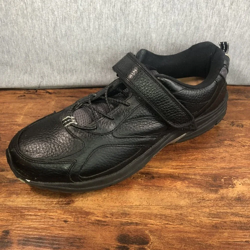 Dr. Comfort Winner Men Size‎ 12 Diabetic Hook Loop Black Leather Shoes Sneakers